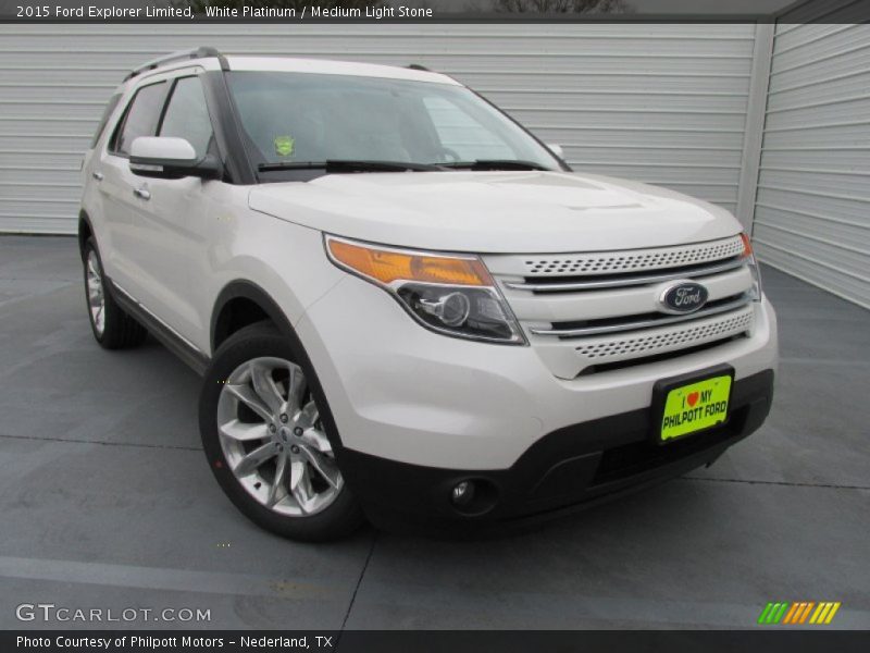 White Platinum / Medium Light Stone 2015 Ford Explorer Limited