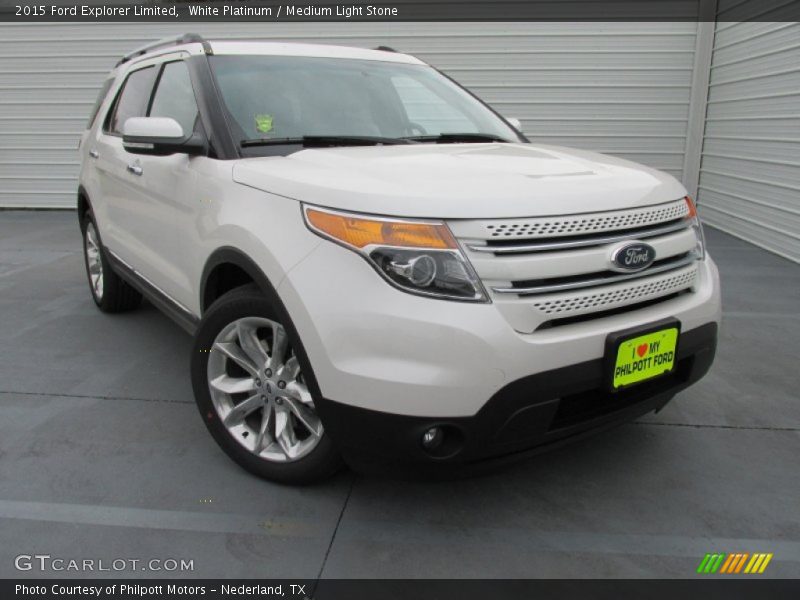 White Platinum / Medium Light Stone 2015 Ford Explorer Limited