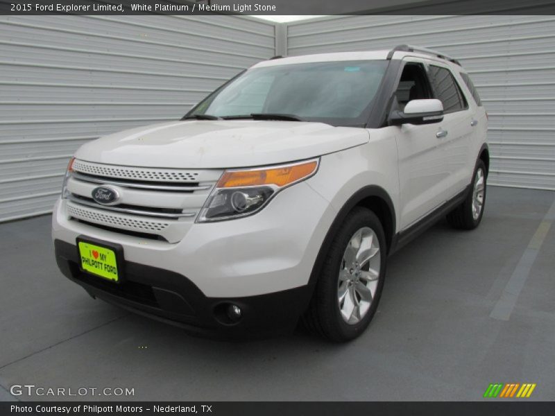 White Platinum / Medium Light Stone 2015 Ford Explorer Limited