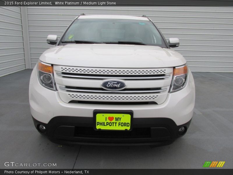 White Platinum / Medium Light Stone 2015 Ford Explorer Limited