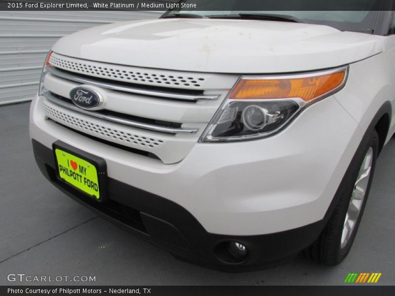 White Platinum / Medium Light Stone 2015 Ford Explorer Limited