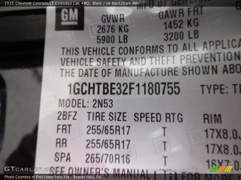 Black / Jet Black/Dark Ash 2015 Chevrolet Colorado LT Extended Cab 4WD