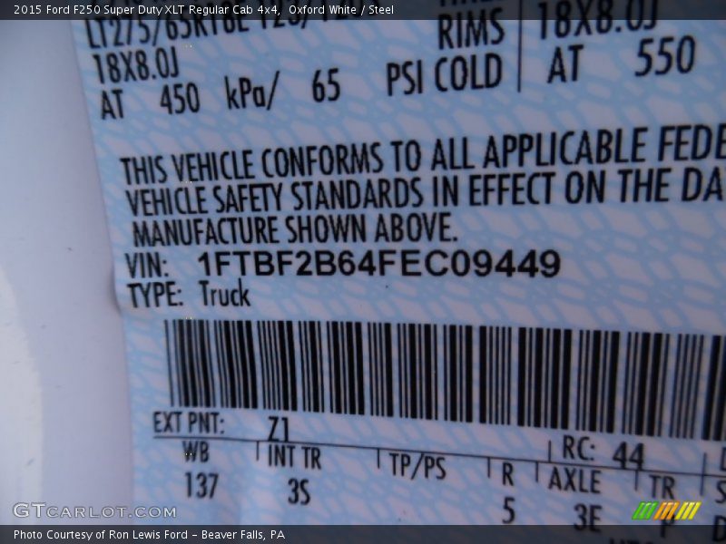 Oxford White / Steel 2015 Ford F250 Super Duty XLT Regular Cab 4x4