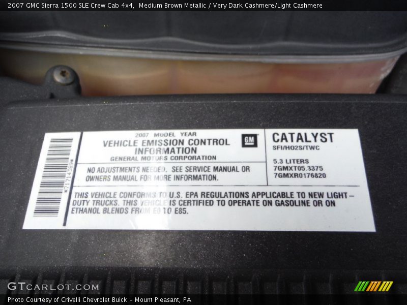Medium Brown Metallic / Very Dark Cashmere/Light Cashmere 2007 GMC Sierra 1500 SLE Crew Cab 4x4