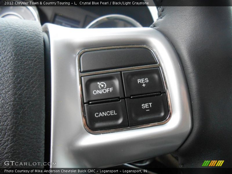 Crystal Blue Pearl / Black/Light Graystone 2012 Chrysler Town & Country Touring - L