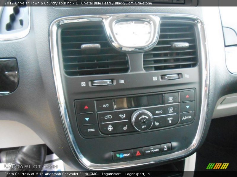 Crystal Blue Pearl / Black/Light Graystone 2012 Chrysler Town & Country Touring - L