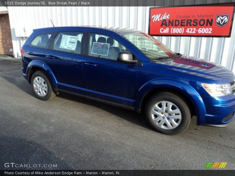 Blue Streak Pearl / Black 2015 Dodge Journey SE