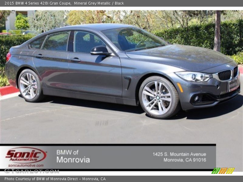 Mineral Grey Metallic / Black 2015 BMW 4 Series 428i Gran Coupe