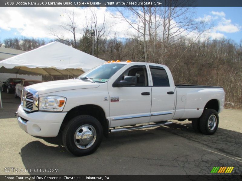 Bright White / Medium Slate Gray 2009 Dodge Ram 3500 Laramie Quad Cab 4x4 Dually