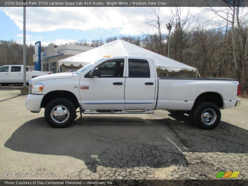 Bright White / Medium Slate Gray 2009 Dodge Ram 3500 Laramie Quad Cab 4x4 Dually