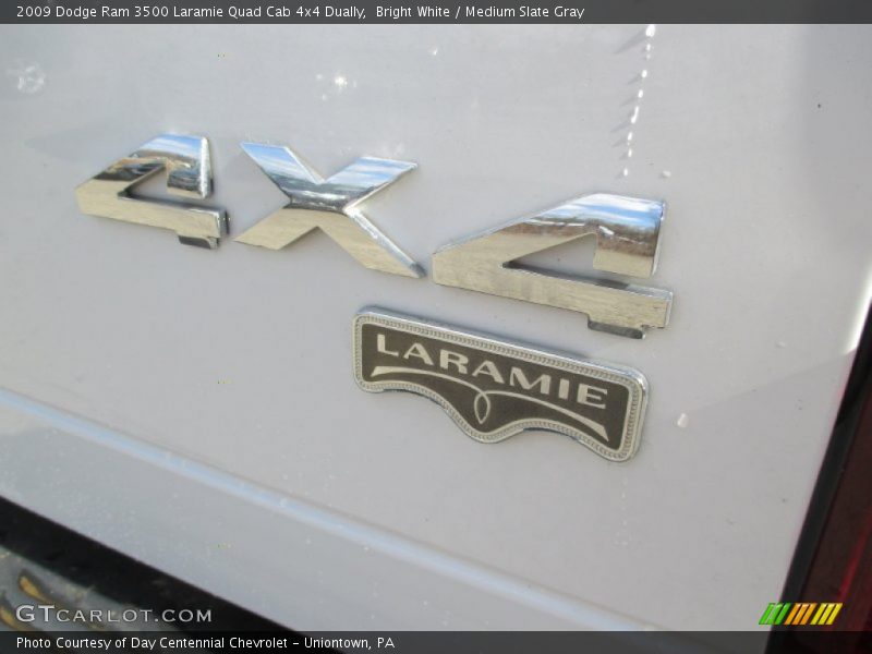 Bright White / Medium Slate Gray 2009 Dodge Ram 3500 Laramie Quad Cab 4x4 Dually