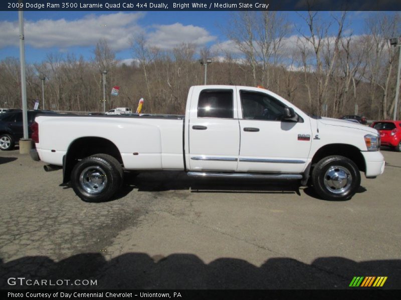 Bright White / Medium Slate Gray 2009 Dodge Ram 3500 Laramie Quad Cab 4x4 Dually