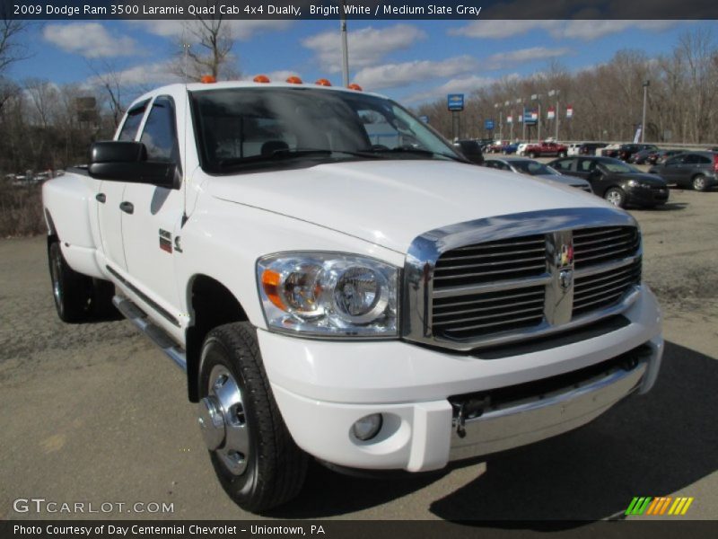 Bright White / Medium Slate Gray 2009 Dodge Ram 3500 Laramie Quad Cab 4x4 Dually