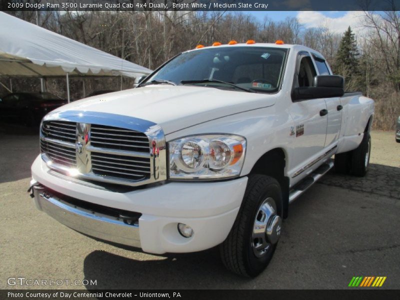 Bright White / Medium Slate Gray 2009 Dodge Ram 3500 Laramie Quad Cab 4x4 Dually