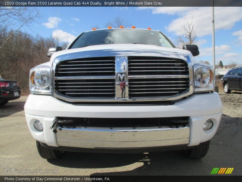 Bright White / Medium Slate Gray 2009 Dodge Ram 3500 Laramie Quad Cab 4x4 Dually