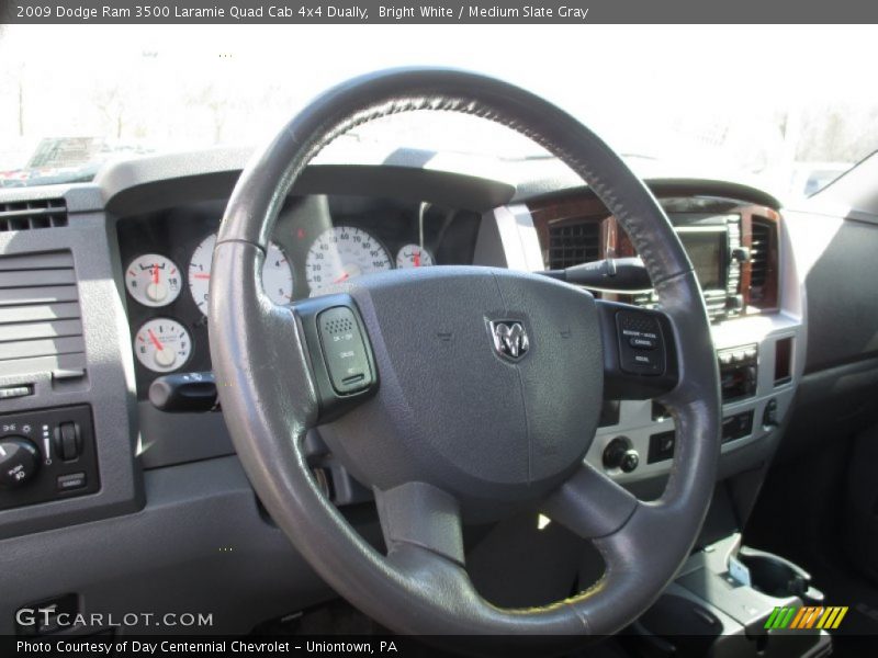 Bright White / Medium Slate Gray 2009 Dodge Ram 3500 Laramie Quad Cab 4x4 Dually