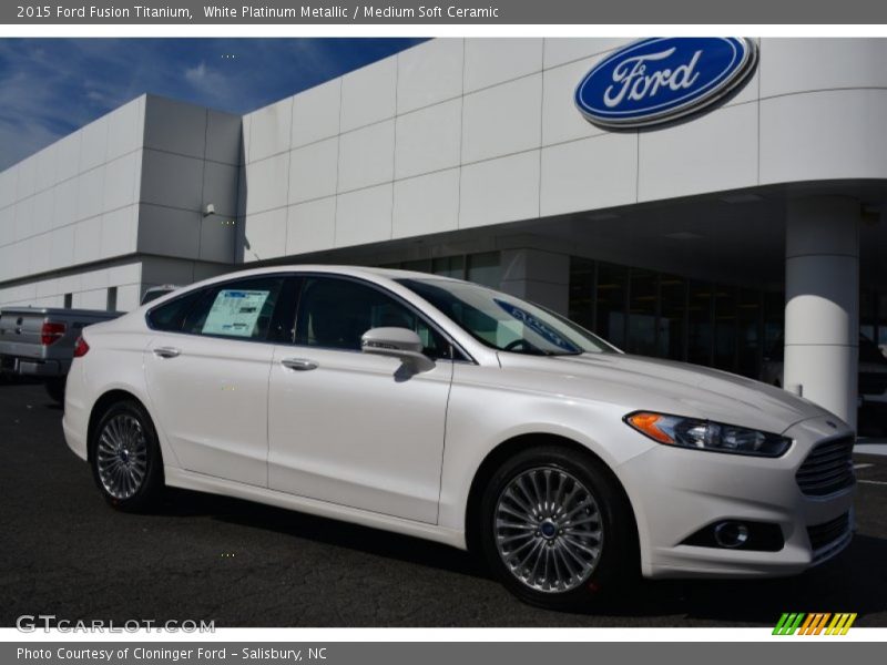White Platinum Metallic / Medium Soft Ceramic 2015 Ford Fusion Titanium
