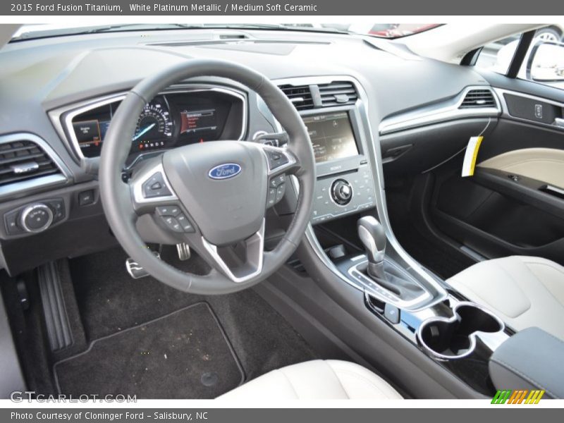 White Platinum Metallic / Medium Soft Ceramic 2015 Ford Fusion Titanium