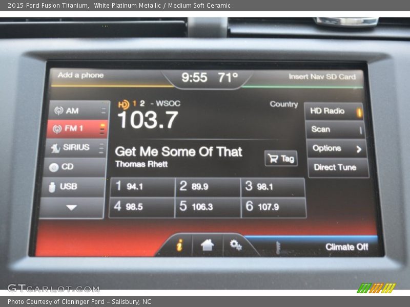 White Platinum Metallic / Medium Soft Ceramic 2015 Ford Fusion Titanium