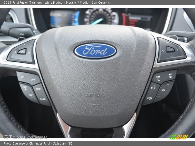 White Platinum Metallic / Medium Soft Ceramic 2015 Ford Fusion Titanium