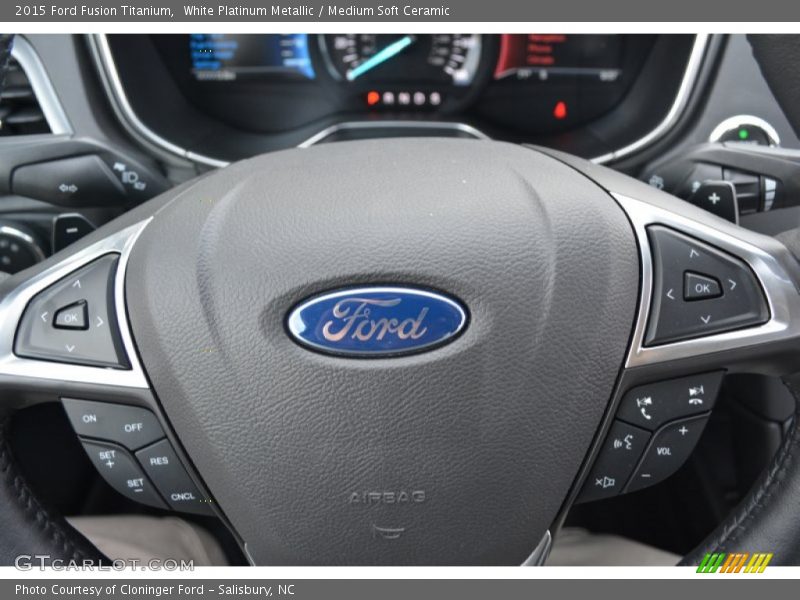 White Platinum Metallic / Medium Soft Ceramic 2015 Ford Fusion Titanium