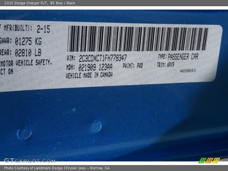 2015 Charger R/T B5 Blue Color Code PQD