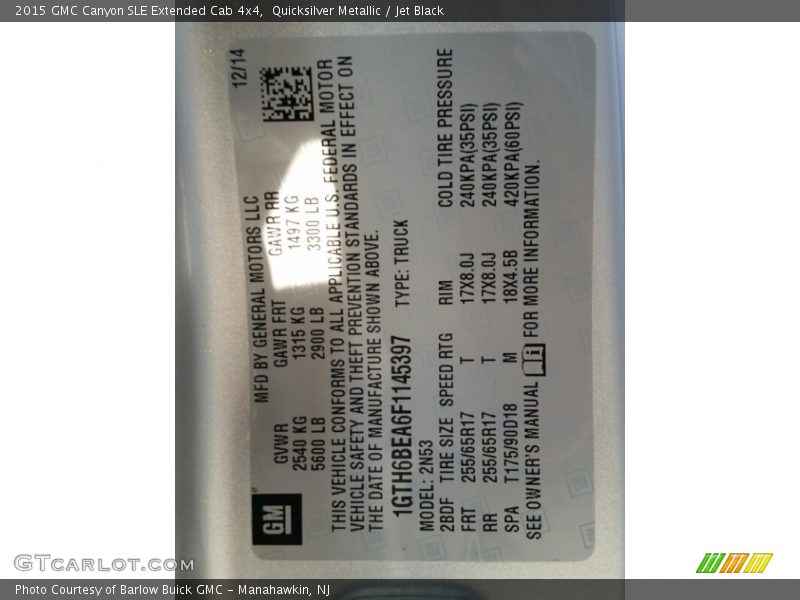 Quicksilver Metallic / Jet Black 2015 GMC Canyon SLE Extended Cab 4x4