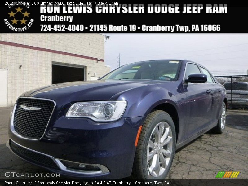 Jazz Blue Pearl / Black/Linen 2015 Chrysler 300 Limited AWD