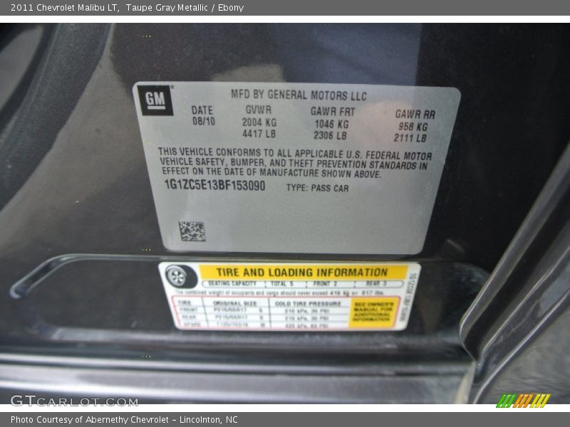 Taupe Gray Metallic / Ebony 2011 Chevrolet Malibu LT