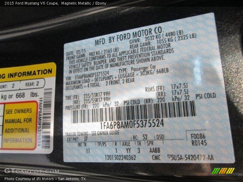 Magnetic Metallic / Ebony 2015 Ford Mustang V6 Coupe