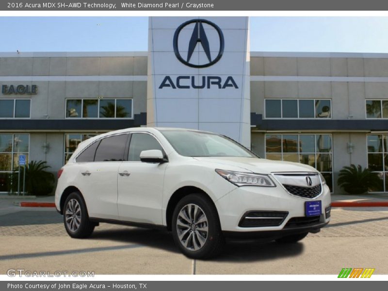 White Diamond Pearl / Graystone 2016 Acura MDX SH-AWD Technology