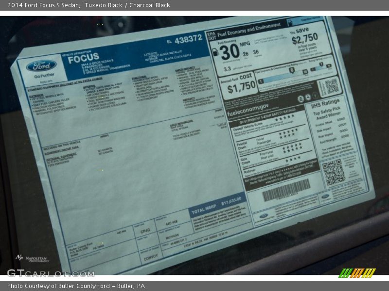 Tuxedo Black / Charcoal Black 2014 Ford Focus S Sedan