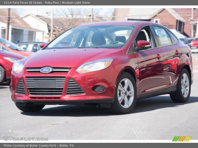 Ruby Red / Medium Light Stone 2014 Ford Focus SE Sedan