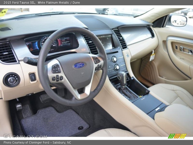 White Platinum Metallic / Dune 2015 Ford Taurus SEL