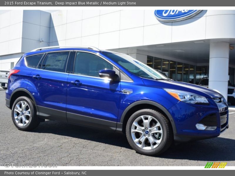 Deep Impact Blue Metallic / Medium Light Stone 2015 Ford Escape Titanium