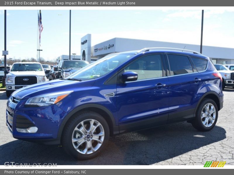 Deep Impact Blue Metallic / Medium Light Stone 2015 Ford Escape Titanium