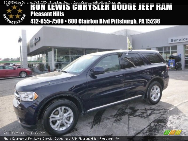 True Blue Pearl / Dark Graystone/Medium Graystone 2013 Dodge Durango SXT AWD