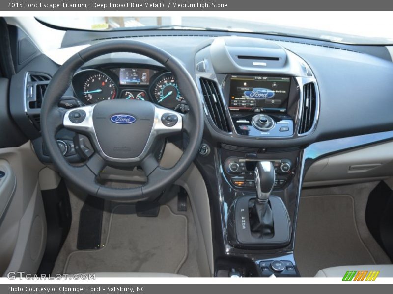 Deep Impact Blue Metallic / Medium Light Stone 2015 Ford Escape Titanium