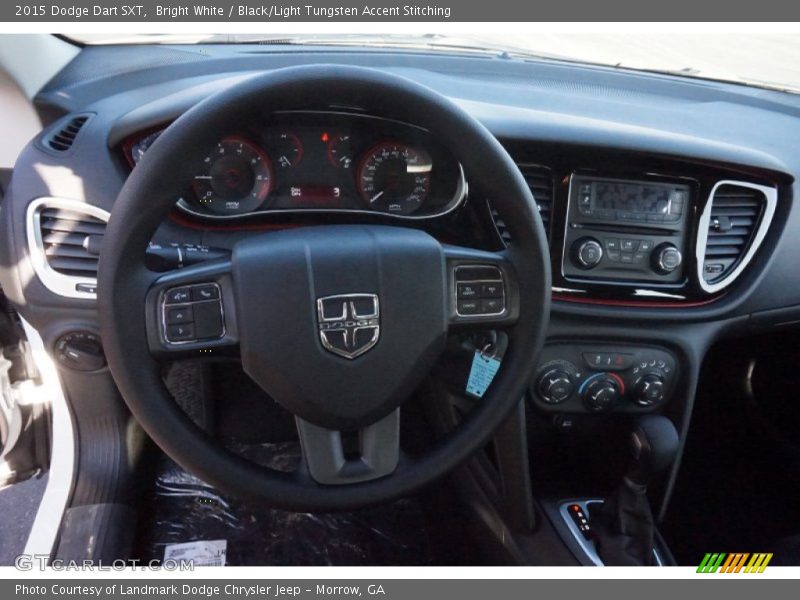 Bright White / Black/Light Tungsten Accent Stitching 2015 Dodge Dart SXT