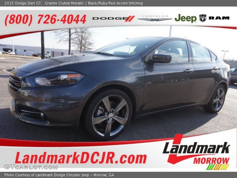 Granite Crystal Metallic / Black/Ruby Red Accent Stitching 2015 Dodge Dart GT