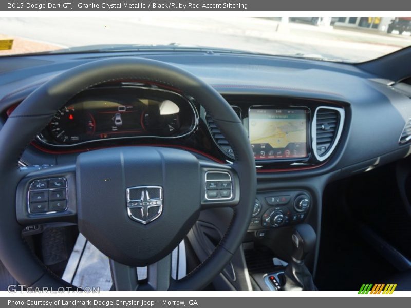 Granite Crystal Metallic / Black/Ruby Red Accent Stitching 2015 Dodge Dart GT