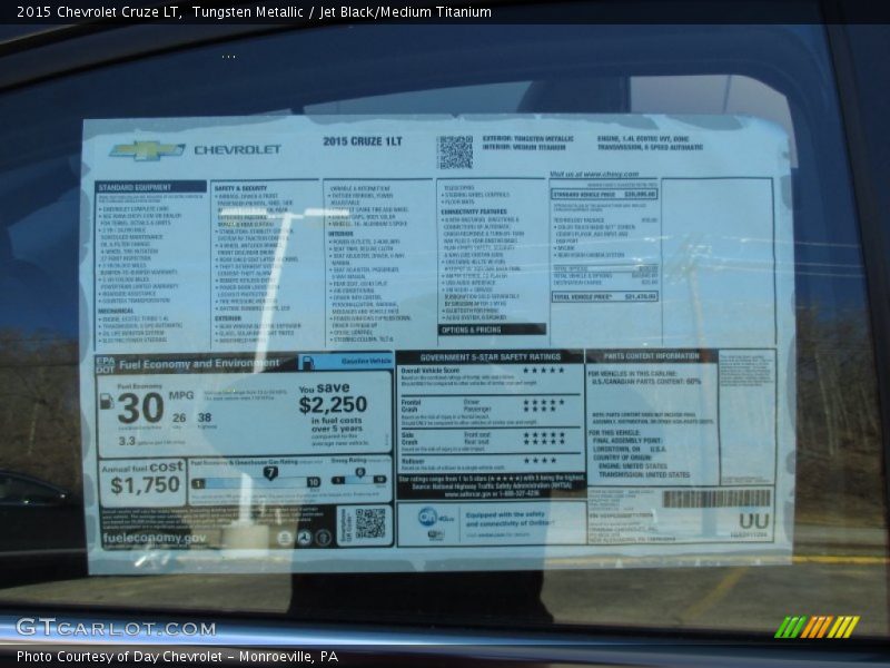 Tungsten Metallic / Jet Black/Medium Titanium 2015 Chevrolet Cruze LT