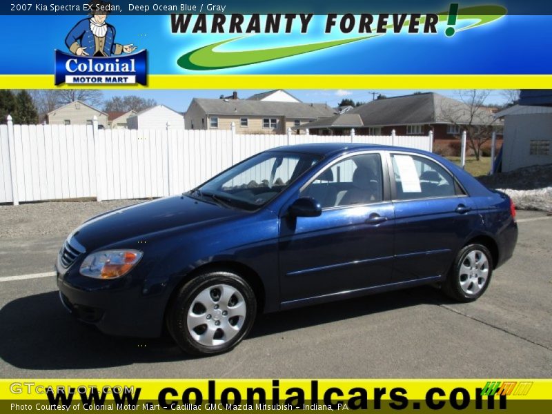 Deep Ocean Blue / Gray 2007 Kia Spectra EX Sedan