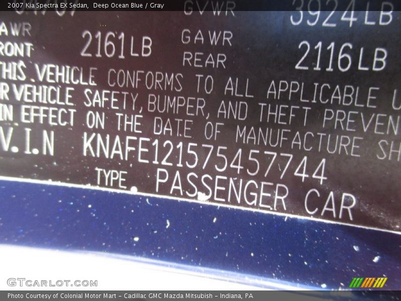 Deep Ocean Blue / Gray 2007 Kia Spectra EX Sedan