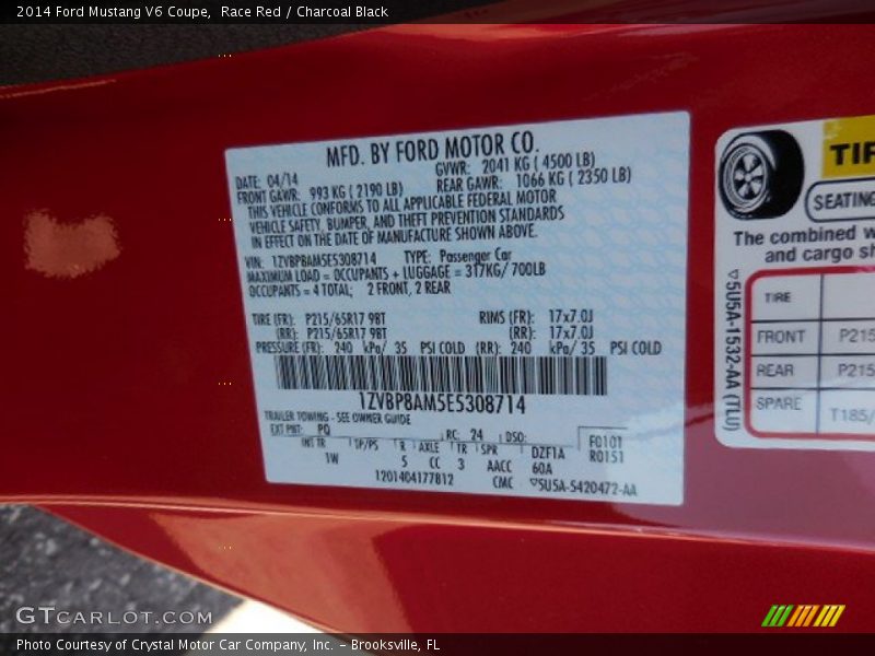Race Red / Charcoal Black 2014 Ford Mustang V6 Coupe