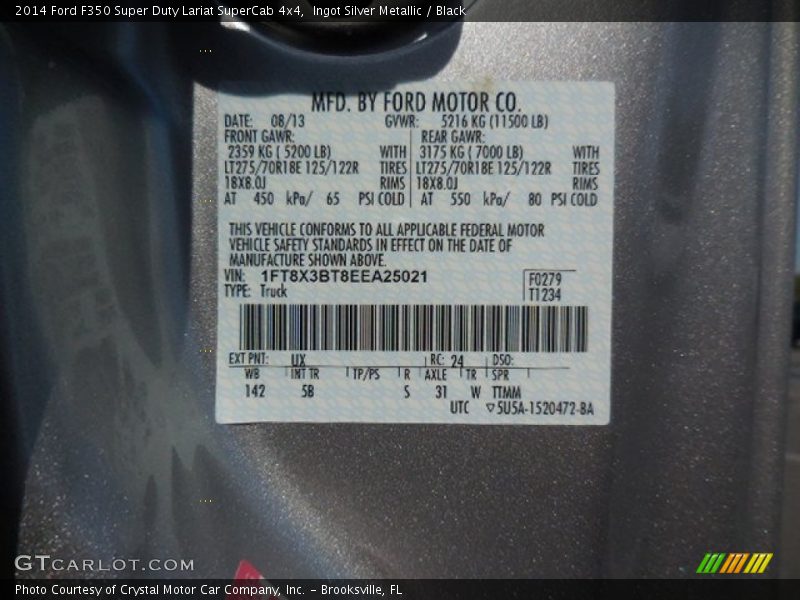 Ingot Silver Metallic / Black 2014 Ford F350 Super Duty Lariat SuperCab 4x4