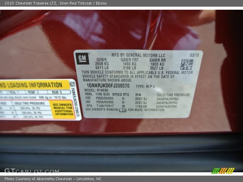 Siren Red Tintcoat / Ebony 2015 Chevrolet Traverse LTZ
