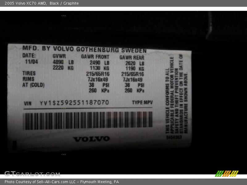 Black / Graphite 2005 Volvo XC70 AWD