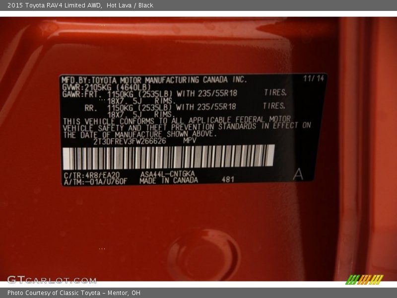 Hot Lava / Black 2015 Toyota RAV4 Limited AWD