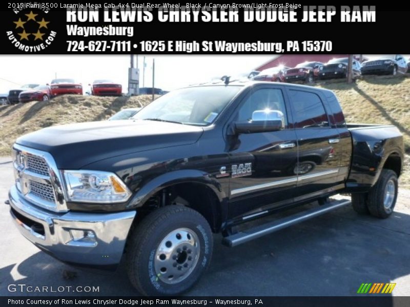Black / Canyon Brown/Light Frost Beige 2015 Ram 3500 Laramie Mega Cab 4x4 Dual Rear Wheel
